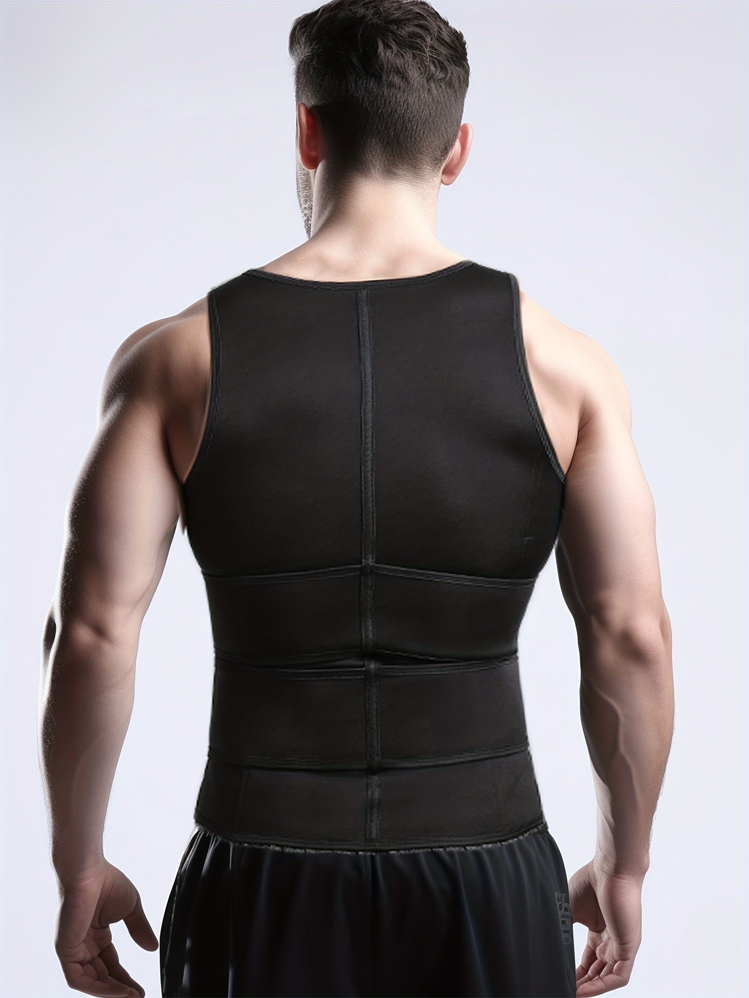 Men's Sweat Sauna Vest with Compression Waist Belts and Back Support