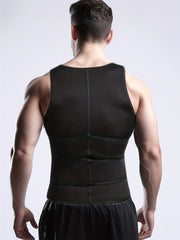 Men's Sweat Sauna Vest with Compression Waist Belts and Back Support
