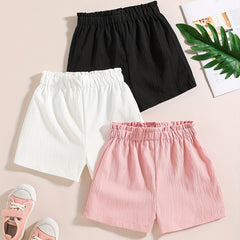 3pcs Toddler Girls Paperbag Waist Shorts Set
