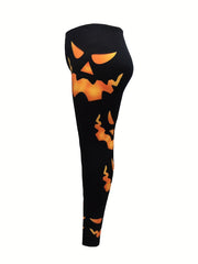 Halloween Pumpkin Print Butt Lifting Yoga Leggings
