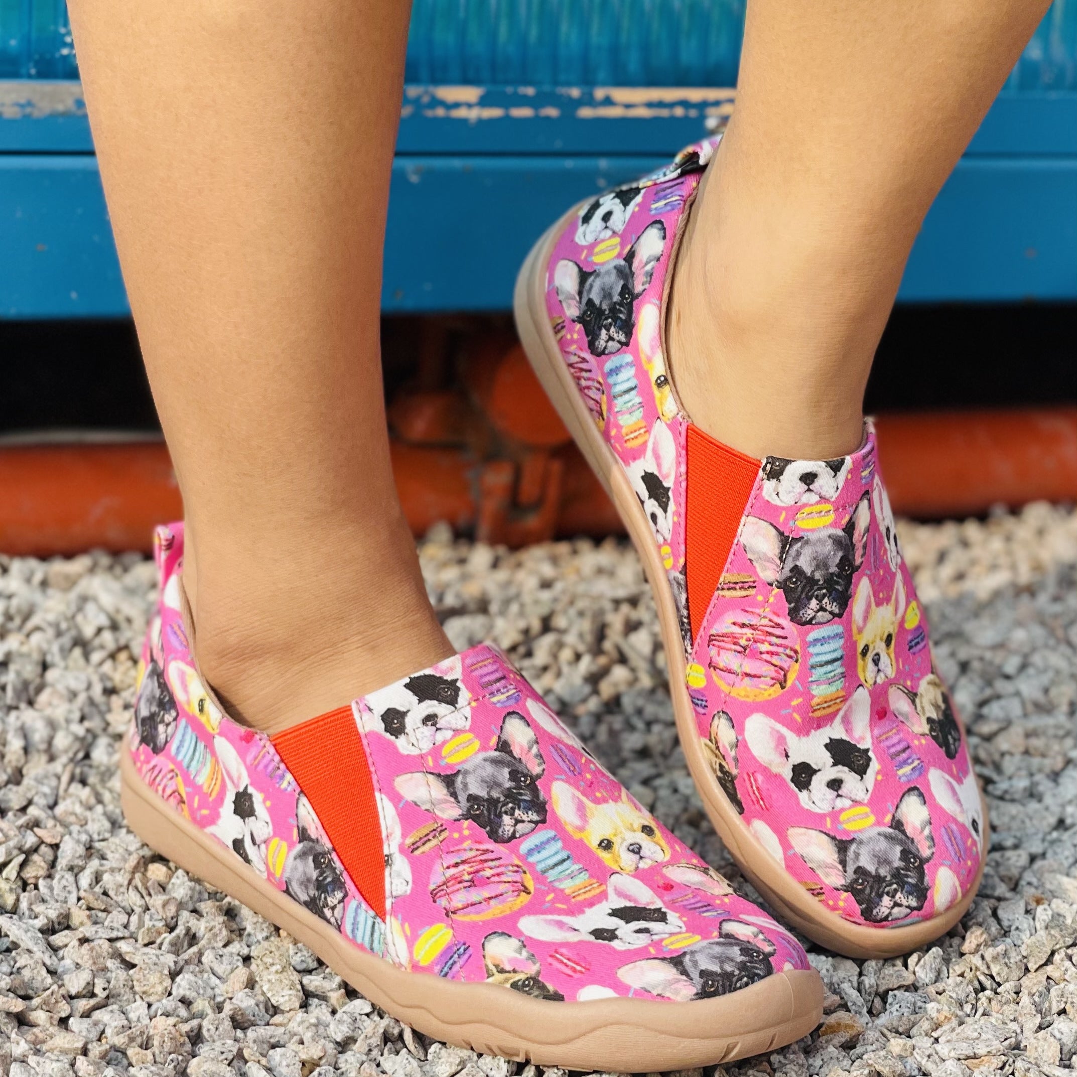 Dog Print Canvas Slip-On Loafers Casual Walking Shoes