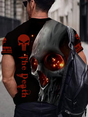 Skull Head 3D Print Men's Halloween Graphic Round Neck T Shirt