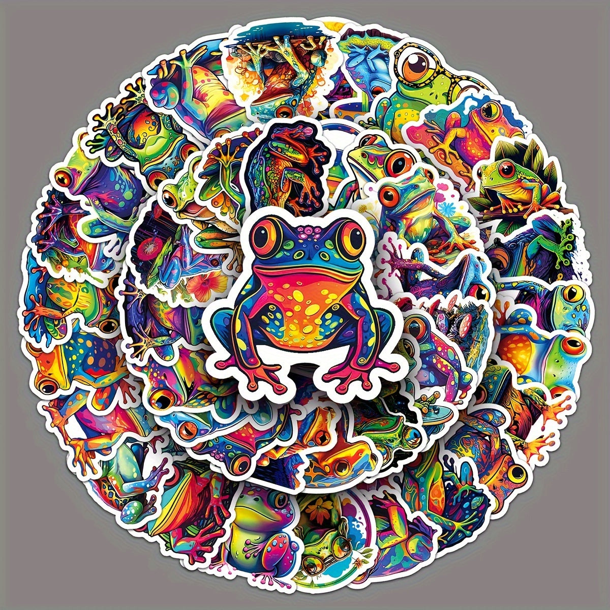 50pcs Colorful Frog Cartoon Animal Hand painted Stickers DIY Decoration