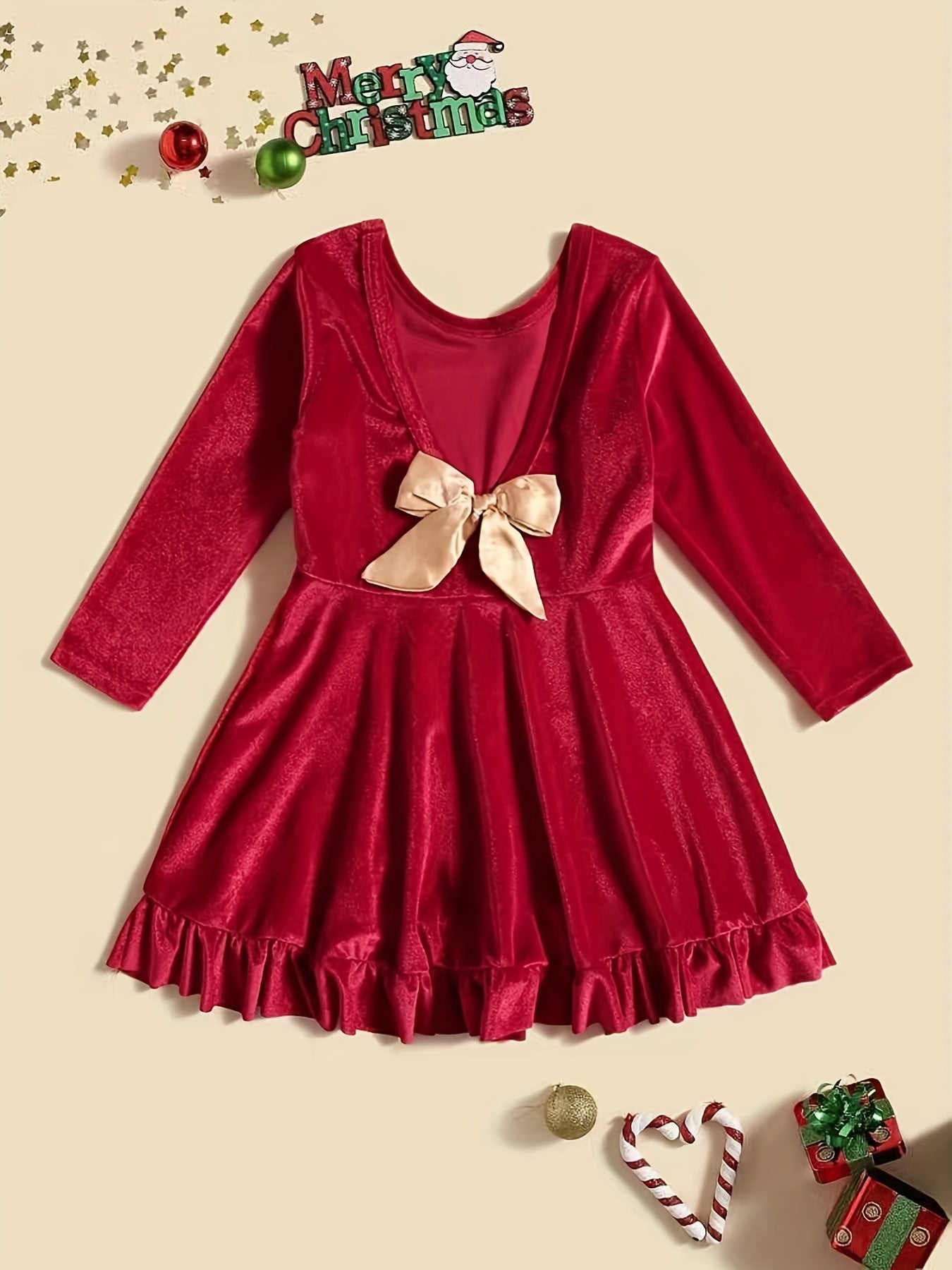 Velvet Christmas Dress For Toddler Kid Girls Party Wear