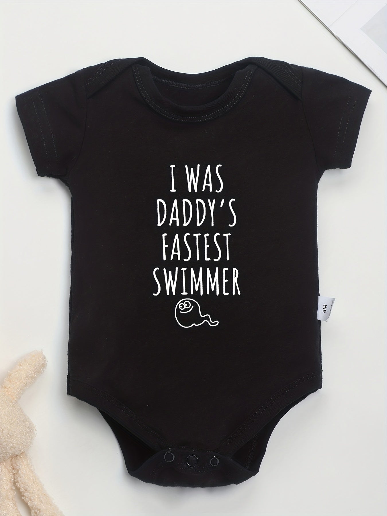 Cotton Baby Onesies Daddy's Fastest Swimmer Letter Print Romper 0-24M