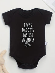 Cotton Baby Onesies Daddy's Fastest Swimmer Letter Print Romper 0-24M