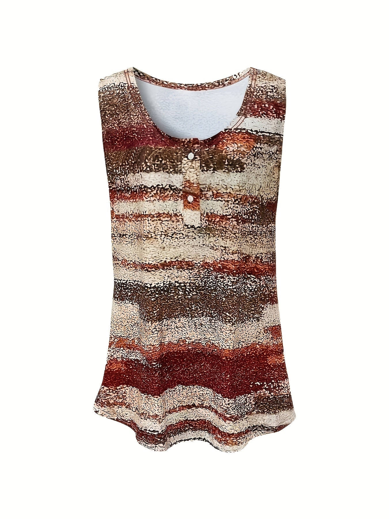 Tie Dye Button Tank Top Round Neck Medium Stretch