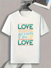 Gin Lover Slogan Pattern Print Men's Comfy Sports T shirt