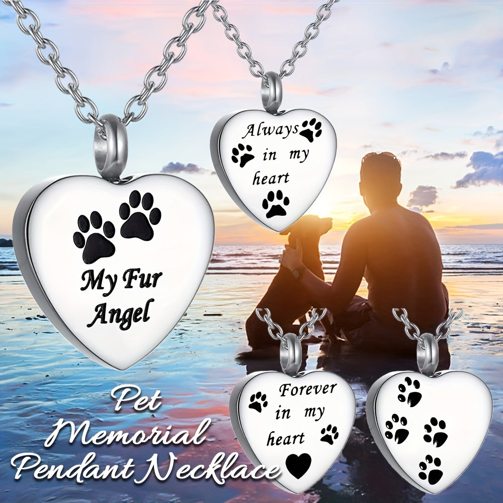 Pet Memorial Necklace Heart Pendant Cremation Urn Jewelry for Ashes