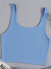 Sexy Crop Cami Vest Solid Sleeveless Casual Sweater For Spring & Summer Women's