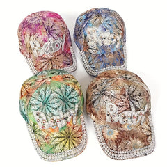 Rhinestone BABY Patch Baseball Cap Flower Embroidery Sun Hat