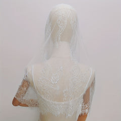 Bridal Lace Head Veil Shawl Floral Vintage Court Style Lightweight