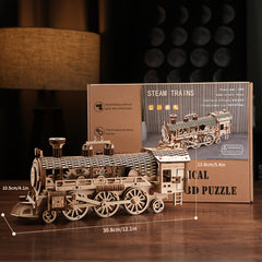 3D Wooden Train Model Puzzle DIY Handcrafted Building Block Kit