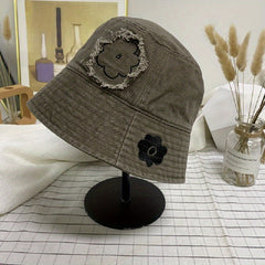Flower Print Patch Bucket Hat Outdoor Sunscreen Fisherman Cap For Women