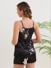 Floral Print Pajama Set Cami Top & Shorts Women's Sleepwear