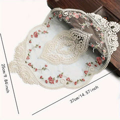 2pcs Lace Embroidered Doily Vintage Floral Fabric Table Mat Plate Mat