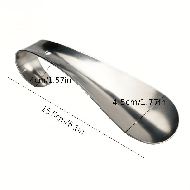 1pc Silver Stainless Steel Small Shoehorn Metal Hook Shoe Lifter