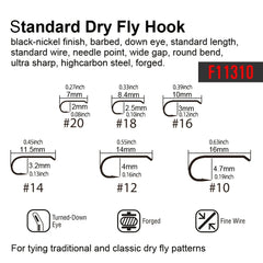 240pcs Fly Tying Hooks for Dry Wet Nymph Shrimp Barbed Curved Size 10 to 16