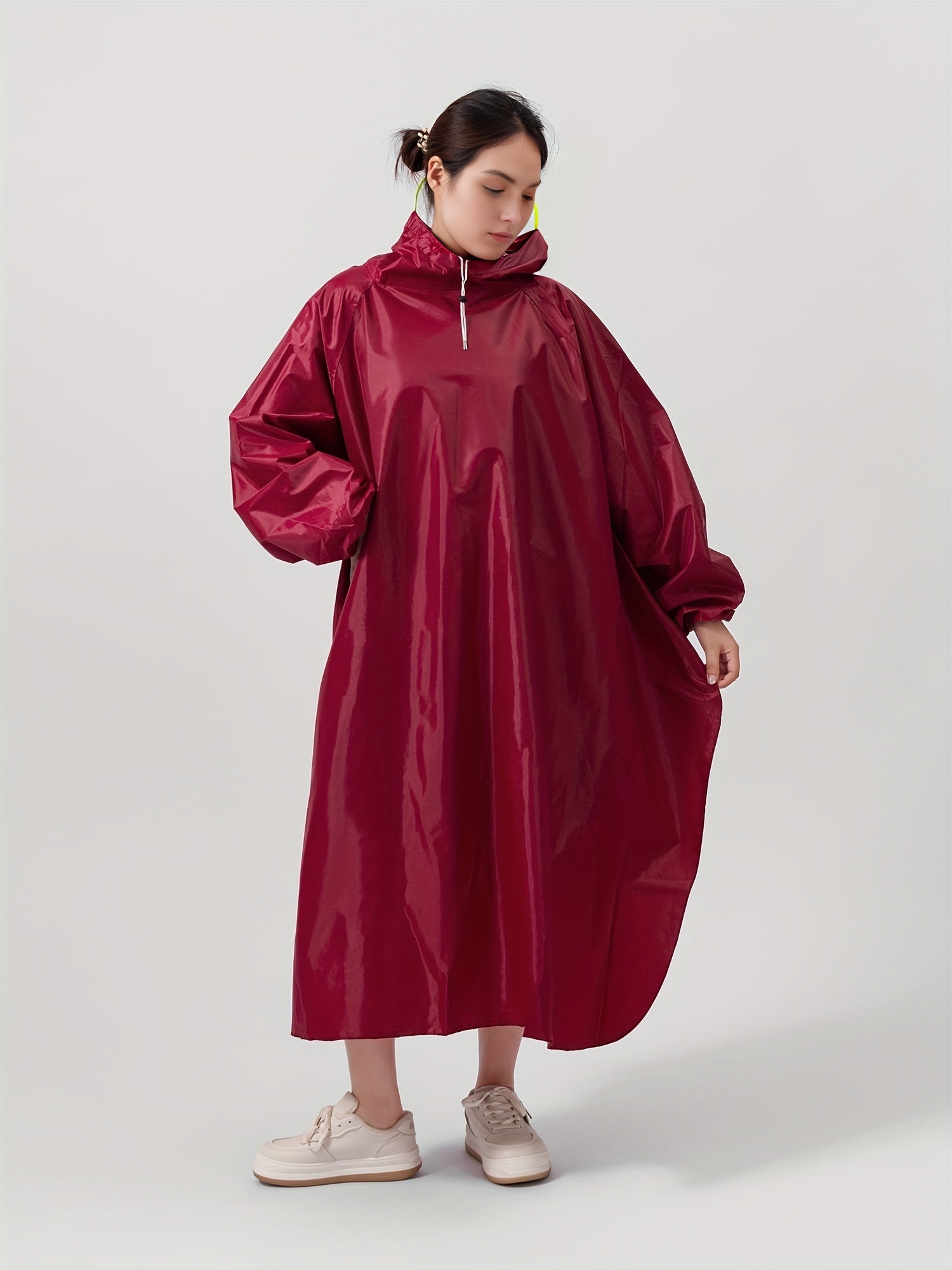 Waterproof Unisex Rain Poncho with Reusable Hood for Cycling