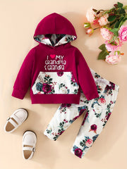 Kids Casual Outfit Love Grandma & Grandpa Hoodie & Trousers Set