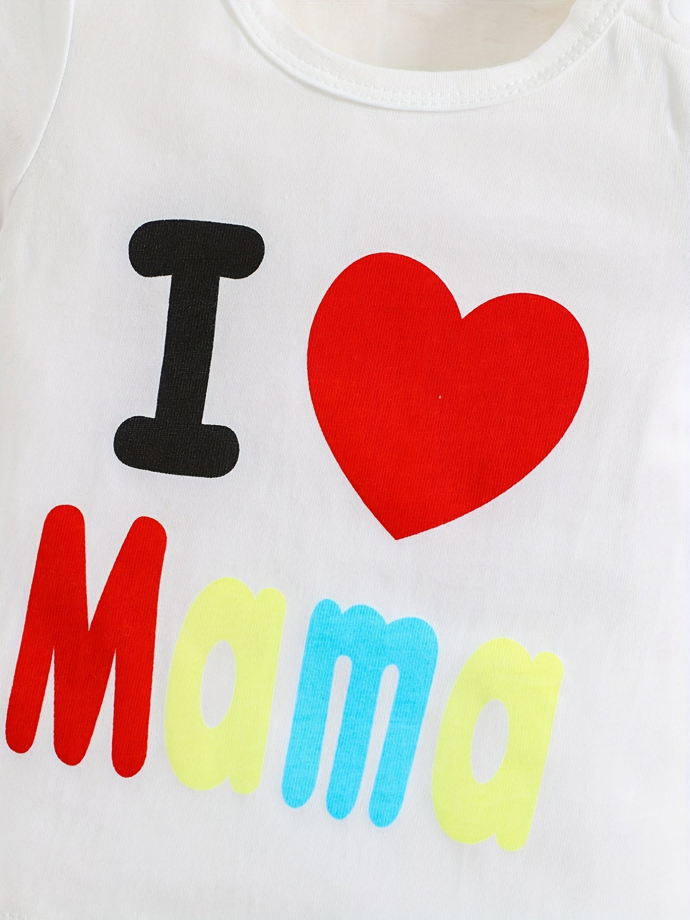 Baby's Tee I Love Mom Print T shirt Toddler Short Sleeve Pullover