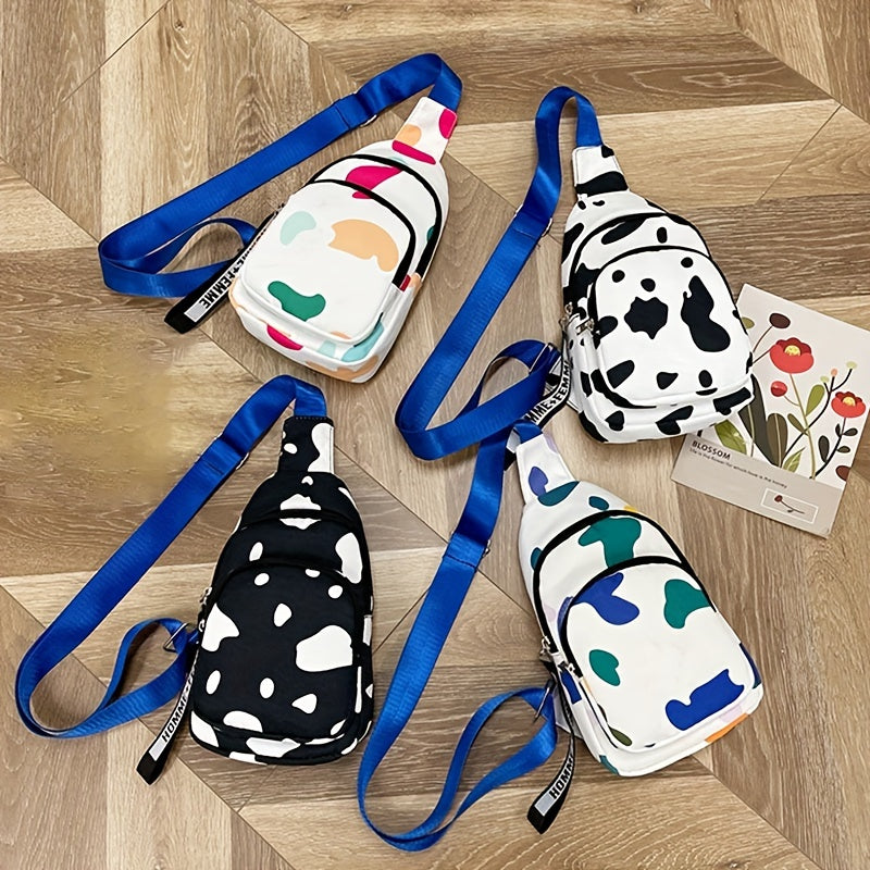 Teens Boys Crossbody Bag Milk Pattern Shoulder Bag Large Capacity Messenger Bag