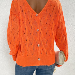 Back Button Sweater Long Sleeve Fall/Winter Casual Women's Clothing