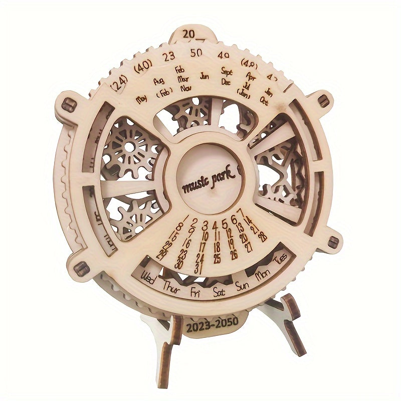 3D Wooden Puzzle Perpetual Calendar Mechanical Gears Toy