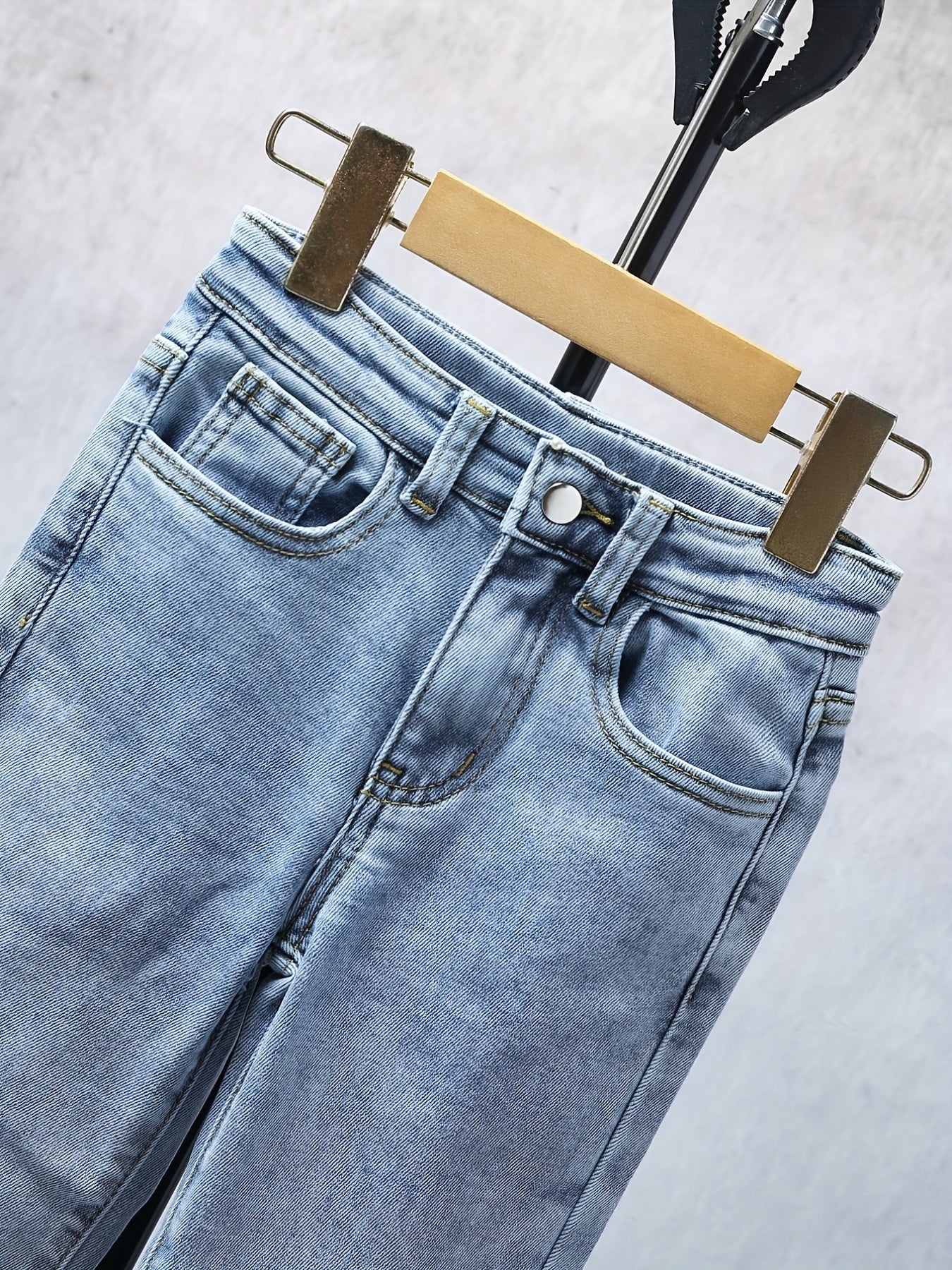 Girls Casual Straight Leg Jeans Regular Fit For Street Daily Outfit Kids Cloth