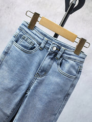 Girls Casual Straight Leg Jeans Regular Fit For Street Daily Outfit Kids Cloth