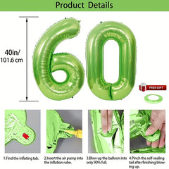 40" Fruit Green Number Aluminum Film Balloon - Birthday Decoration
