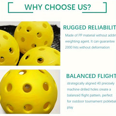 12pcs 74mm 40 Holes Pickleball Plastic PE Hard Hole Ball