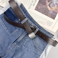 Punk Metal Buckle Belt Unisex Vintage PU Leather Jeans Pants Belt