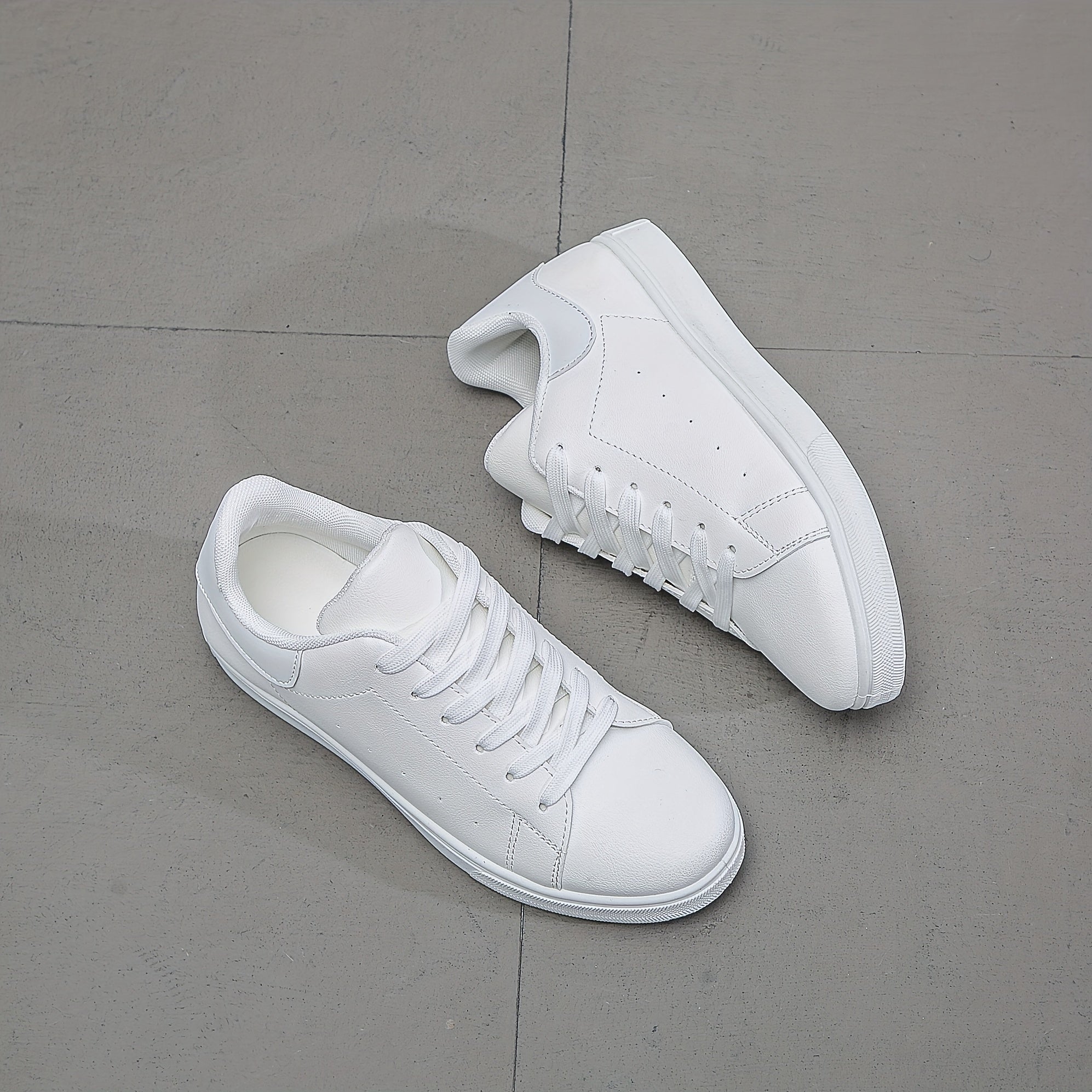 Women's Flat Lace-Up Walking Shoes Casual Faux Leather Sneakers