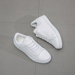 Women's Flat Lace-Up Walking Shoes Casual Faux Leather Sneakers