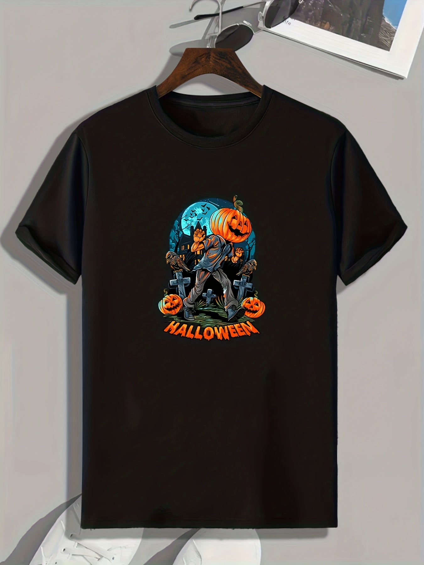Halloween Pumpkin Man Pattern T shirt For Men Short Sleeve Top