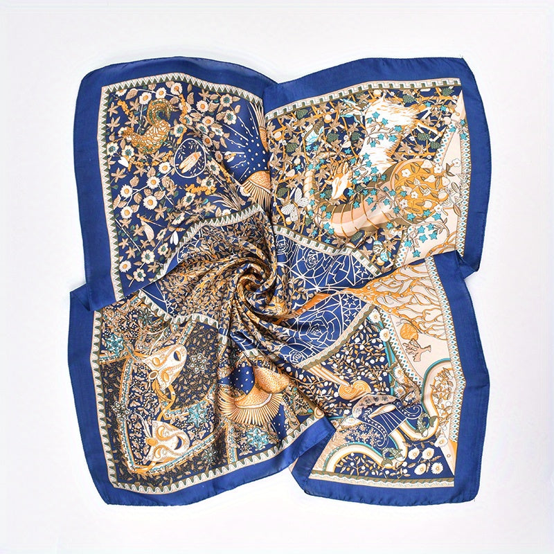 Tree Of Life Pattern Bandana Vintage Square Scarf Satin Neckerchief