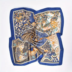 Tree Of Life Pattern Bandana Vintage Square Scarf Satin Neckerchief