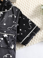 Girls Star Print Satin Pajama Set