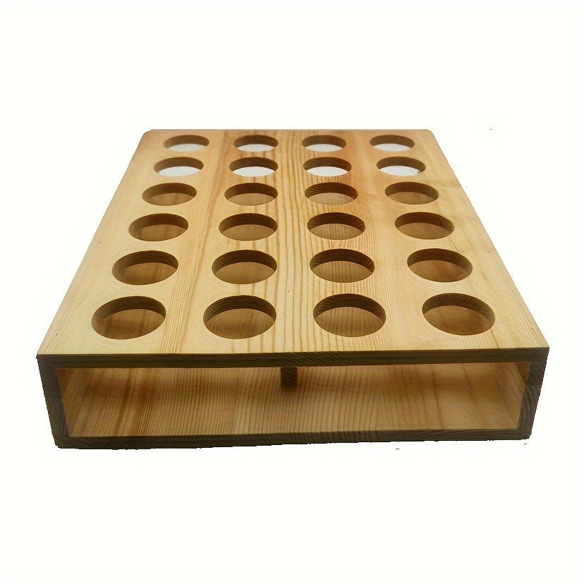 Bamboo Wood 24 Grids Essential Bottle Display Rack