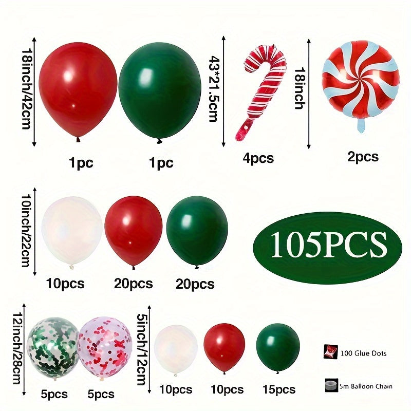 Christmas Balloons Garland Arch Kit - Red Green Balloons - Snowflakes Ornaments