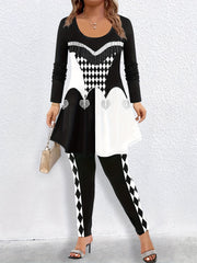 Graphic Print Long Sleeve Top & Leggings Set