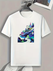 Running Man Print Men's Graphic T-shirt for Summer