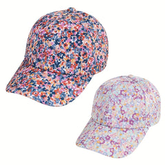 Girls Floral Baseball Cap Kids Sunshade Peaked Cap Outdoor Activities Hat