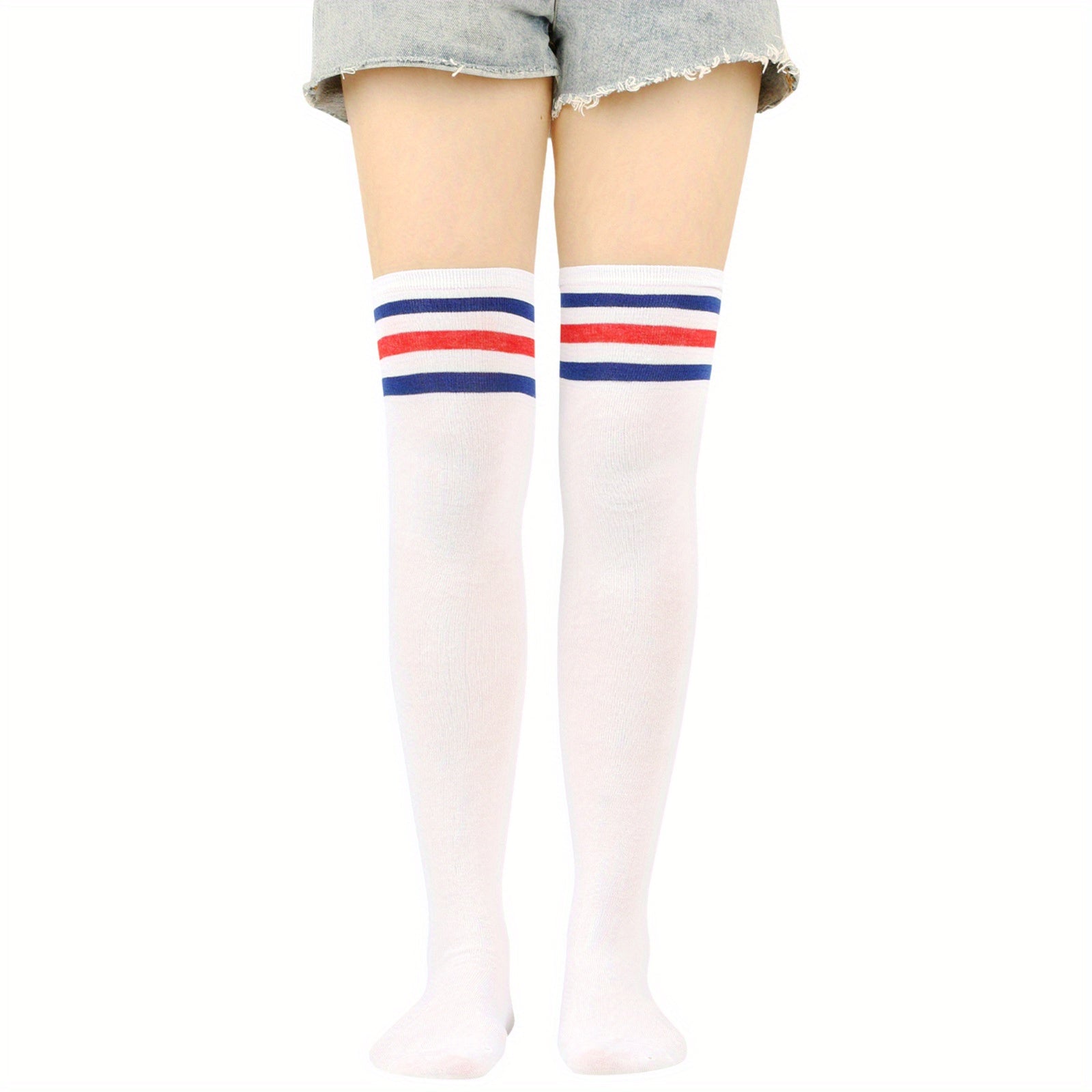 Striped Thigh High Socks Lolita Over The Knee Stockings