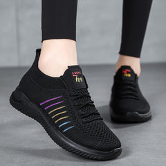 Women's Striped Running Shoes Lace Up Breathable Casual Sneakers