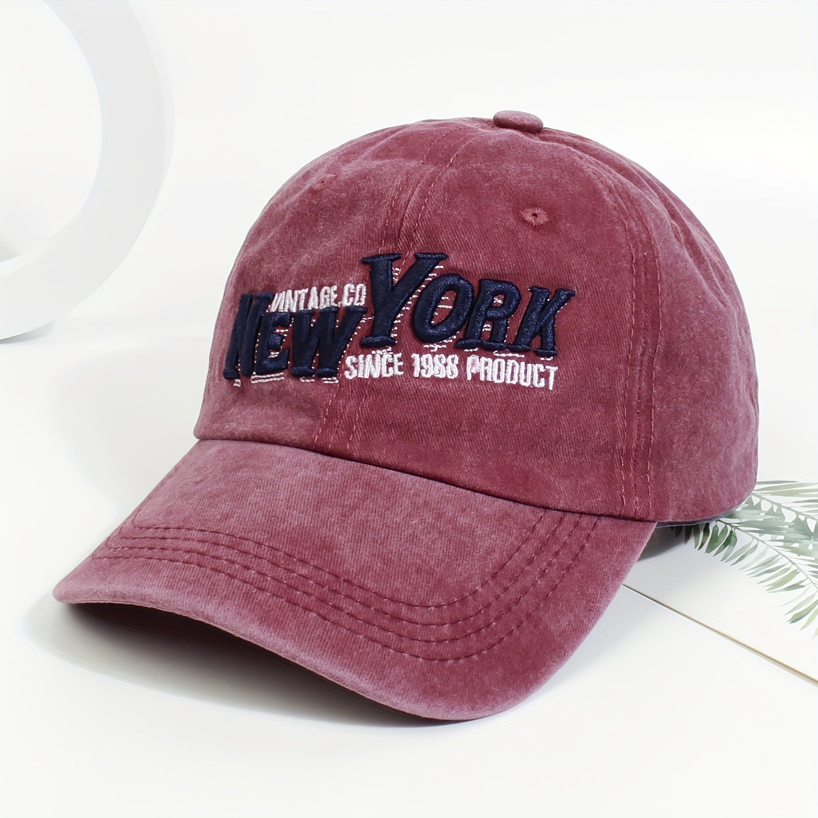 YORK Embroidery Baseball Cap Vintage Washed Distressed Cot...