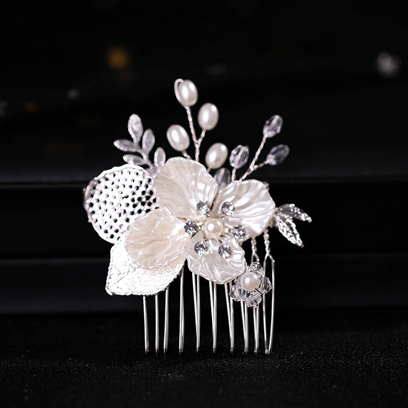 Flower Rhinestone Faux Pearl Hair Comb Hairpin Party Favor Decorations