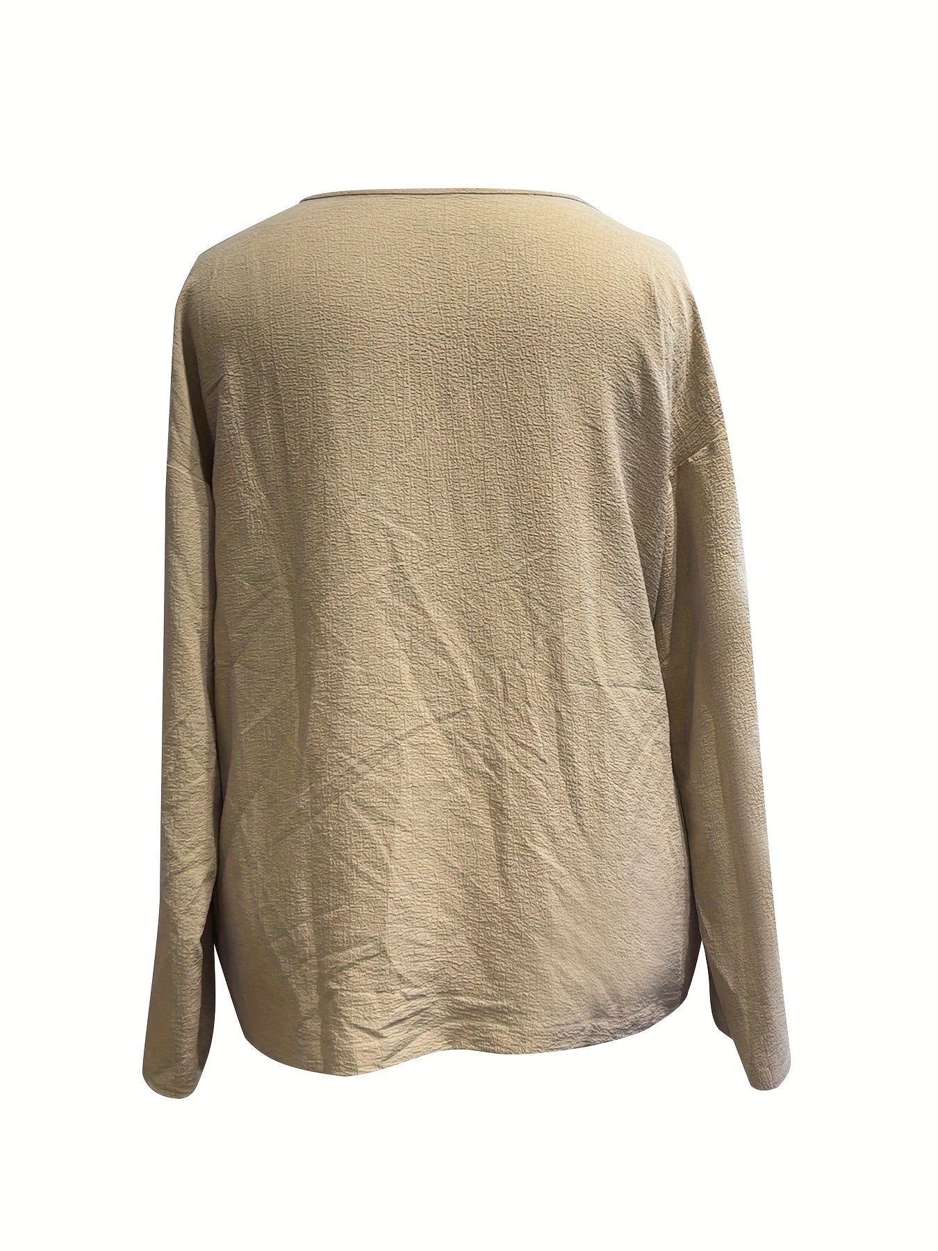 Casual Blouse Women's Solid Long Sleeve Stretch Top