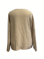 Casual Blouse Women's Solid Long Sleeve Stretch Top